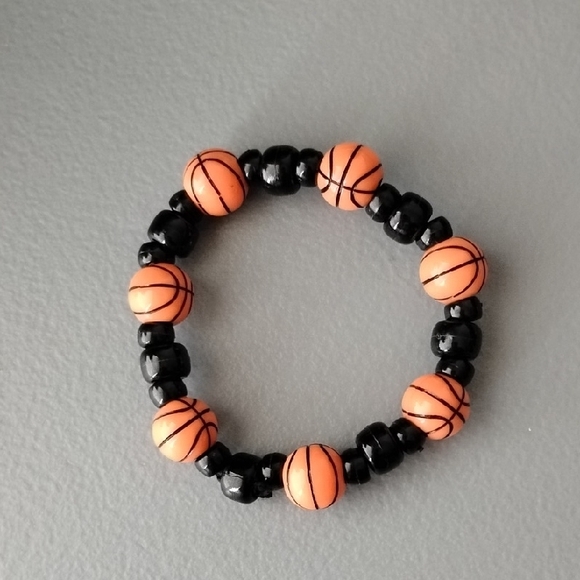 Orange and Black Basketball Bead Bracelet - Picture 6 of 8